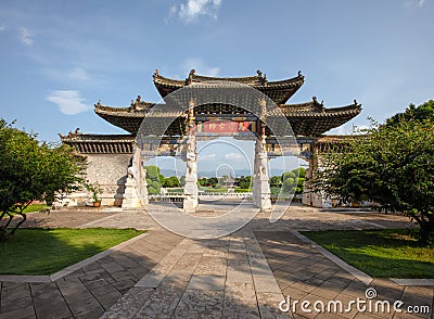 Memorial gateway in the Confucian Temple (Wenmiao), Jianshui, Yunnan, China Stock Photo