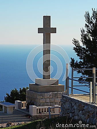 Mount Srd 1991 War Memorial, Dubrovnik, Croatia Editorial Stock Photo