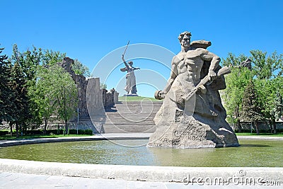 Memorial Mamayev Mamaev kurgan. Editorial Stock Photo