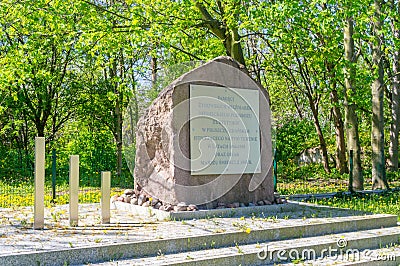 Memorial in memory of Jewish prisoners of the KL Stutthof sub-camp in Pruszcz Gdanski and the victims of the 1945 death march Editorial Stock Photo