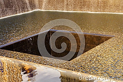911 Memorial Pool Fountain Waterfall New York NY Editorial Stock Photo