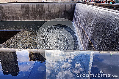 Memorial Pool Fountain Waterfall New York NY Editorial Stock Photo