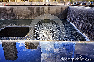 9Memorial Pool Fountain Waterfall New York NY Editorial Stock Photo