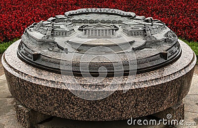 Memorial sign `Arrows of Vasilyevsky Island` in St. Petersburg. Editorial Stock Photo