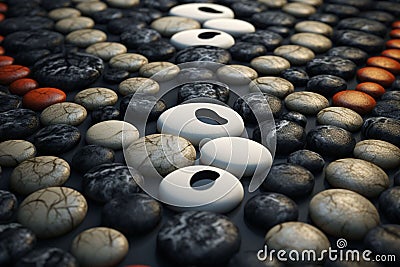 Memorial Stones Arranged in YinYang Pattern Stock Photo