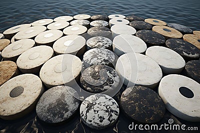 Memorial Stones Arranged in YinYang Pattern Stock Photo