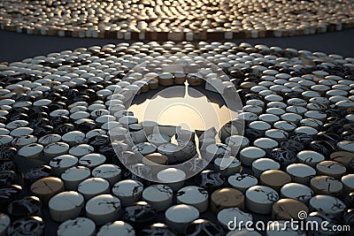 Memorial Stones Arranged in YinYang Pattern Stock Photo