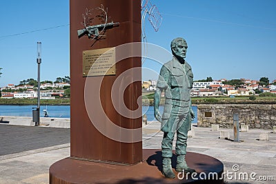Memorial to fallen Portuguese soldier, Vila do Conde, Porto, Portugal Editorial Stock Photo