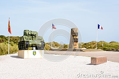 Memorial to the landing of the Allied forces and French 2nd Armored Division at Utah Beach Editorial Stock Photo