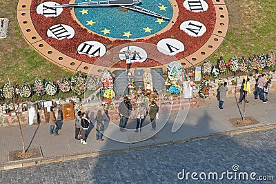 Memorial to people killed during anti-government protests in Kiev, Ukraine. Editorial Stock Photo