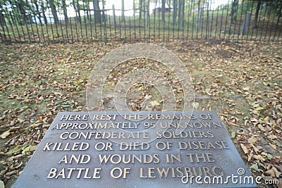 Memorial to unknown Confederate soldiers, Lewisburg, West VA Editorial Stock Photo