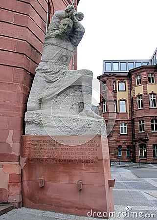 Memorial for the victims of Nazi terror, at the north-west corner of the Paulskirche, Frankfurt, Germany Editorial Stock Photo