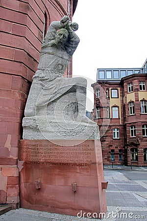 Memorial for the victims of Nazi terror, at the north-west corner of the Paulskirche, Frankfurt, Germany Editorial Stock Photo