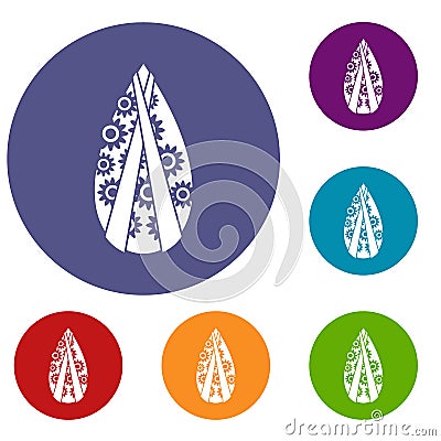 Memorial wreath icons set Vector Illustration