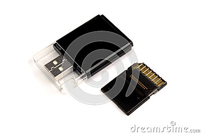 Memory card and adapter Stock Photo