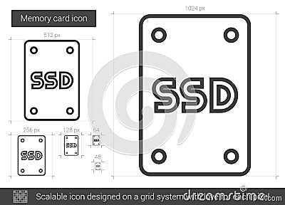 Memory card line icon. Vector Illustration