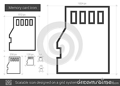 Memory card line icon. Vector Illustration