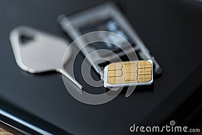 Memory card micro sd and micro sim card tray Stock Photo