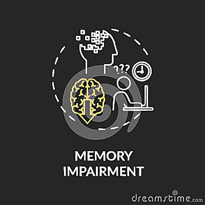 Memory impairment chalk RGB color concept icon Vector Illustration