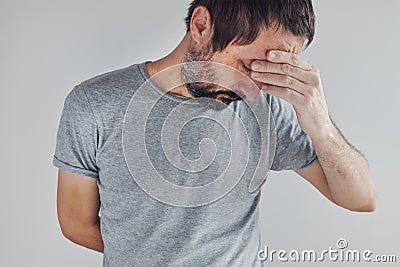 Memory lapse, adult caucasian male with inability to remember Stock Photo