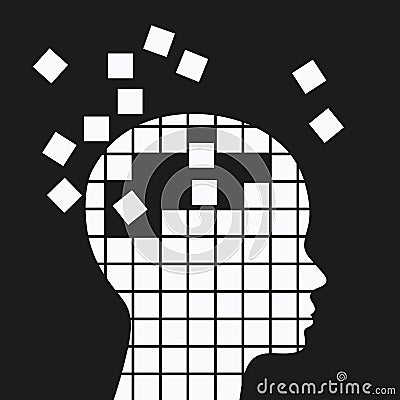 Memory loss, neurological problems concept illustration. Vector Illustration