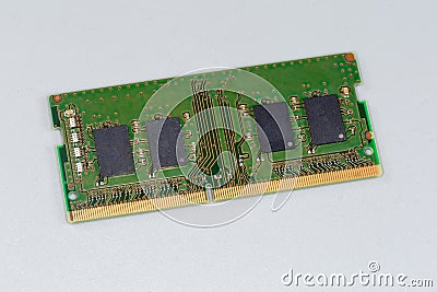 Memory module for the desktop computers on a gray surface Stock Photo
