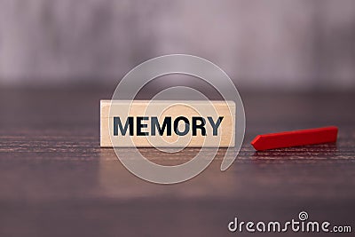 memory word written on wood block. memory text on table, concept Stock Photo