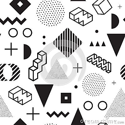 Memphis background. Seamless abstract pattern Vector Illustration