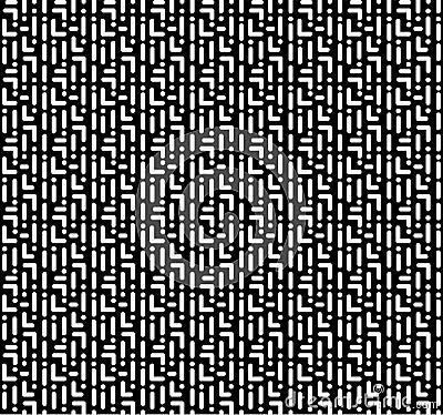 Memphis black white pattern as maze. Simple seamless pattern of geometry shapes. Abstract background, vector illustration Vector Illustration