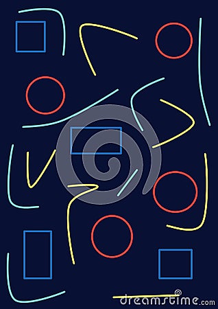 Memphis geometry background. Colorful shapes pattern, vivid coloring texture and funky color patterns abstract. Geometry posters, Vector Illustration