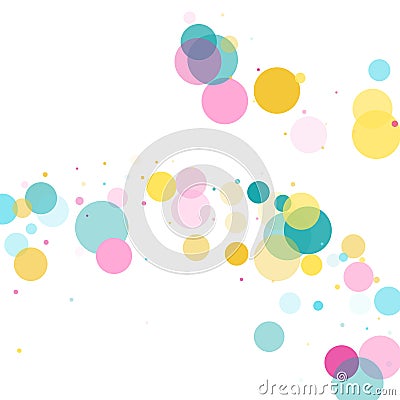 Memphis round confetti festive background in cyan blue, pink and yellow. Childish pattern vector. Vector Illustration