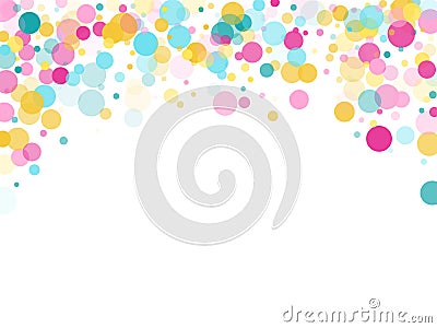 Memphis round confetti festive background in cyan blue, pink and yellow. Childish pattern vector. Vector Illustration