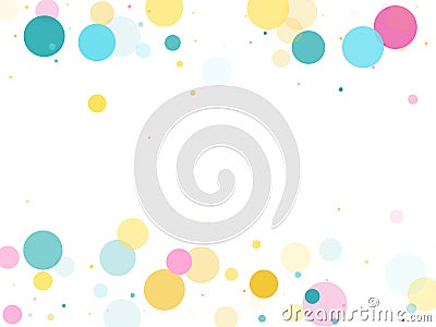 Memphis round confetti festive background in cyan blue, pink and yellow. Childish pattern vector. Vector Illustration