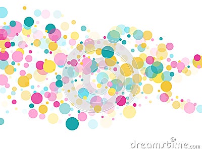 Memphis round confetti festive background in cyan blue, pink and yellow. Childish pattern vector. Vector Illustration