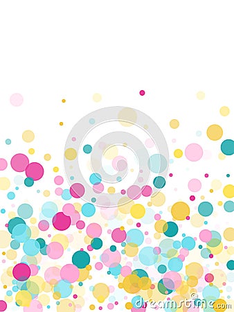Memphis round confetti festive background in cyan blue, pink and yellow. Childish pattern vector. Vector Illustration