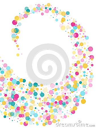 Memphis round confetti festive background in cyan blue, pink and yellow. Childish pattern vector. Vector Illustration