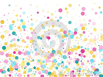 Memphis round confetti festive background in cyan blue, pink and yellow. Childish pattern vector. Vector Illustration