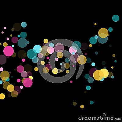 Memphis round confetti festive background in cyan blue, pink and yellow. Childish pattern vector. Vector Illustration