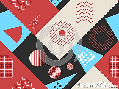 Memphis seamless pattern. Geometric elements memphis in the style of 80s. Bauhaus retro. Vector Vector Illustration