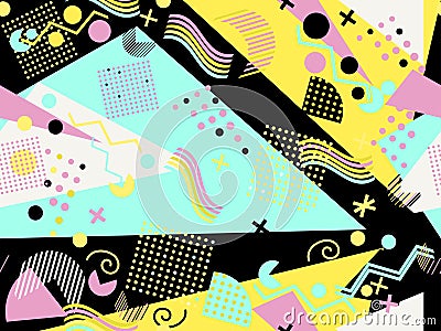 Memphis seamless pattern. Geometric elements memphis in the style of 80`s. Vector Vector Illustration