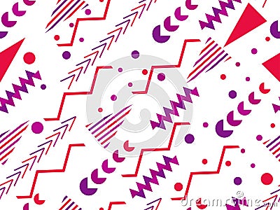 Memphis seamless pattern. Geometric elements memphis in the style of 80`s. Vector Vector Illustration