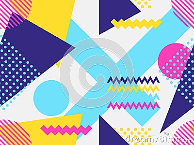 Memphis seamless pattern. Geometric elements memphis in the style of 80s and 90s. Vector Vector Illustration