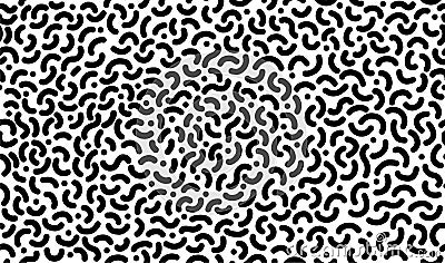 Memphis seamless pattern Hand drawn black curves and dots seamless irregular vector texture on white. Stock Photo