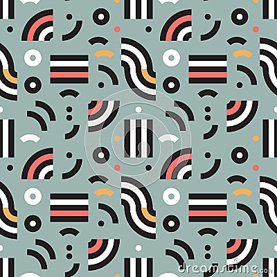 Memphis seamless pattern in retro style. Vector geometric background. Modern 80s style colorful texture. Vector Illustration