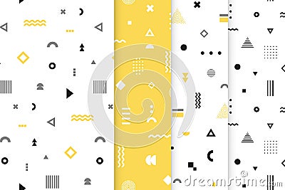 Memphis seamless patterns set. Vector Illustration