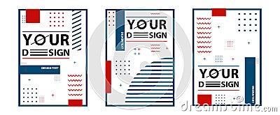 Memphis style cards. Set of templates in trendy memphis fashion 80-90s. Perfect for ad, greeting cards, presentation, cover design Cartoon Illustration