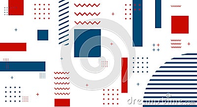 Memphis style covers set with geometric shapes and patterns. Vector geometric Stock Photo