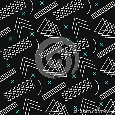 Memphis style pattern retro dark background Vector Illustration