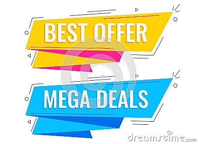 Memphis style sale banners in bright colors Vector Illustration