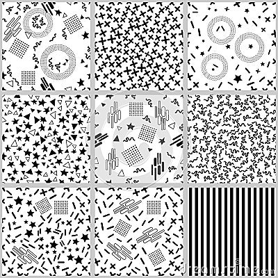 Memphis style seamless vector pattern. Stock Photo